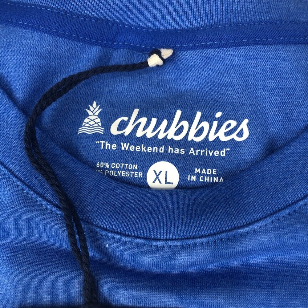 New Men's Chubbies The Relaxer Short Sleeve Blue XL T-Shirt NWT - Picture 3 of 12